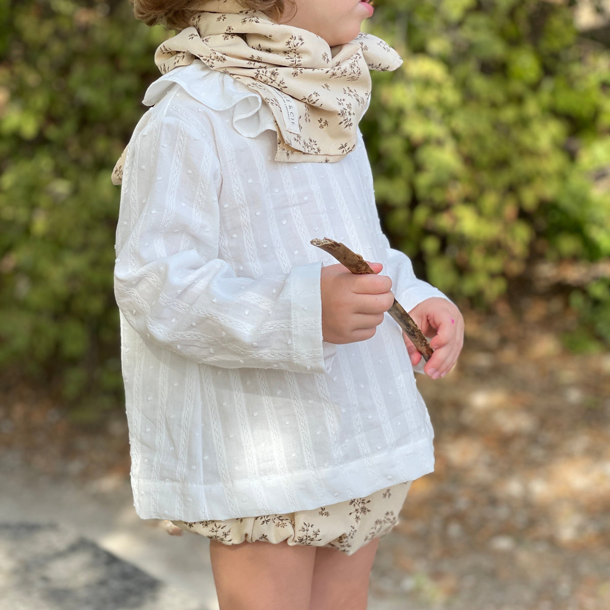 Foulard ISATIS beige feuillage