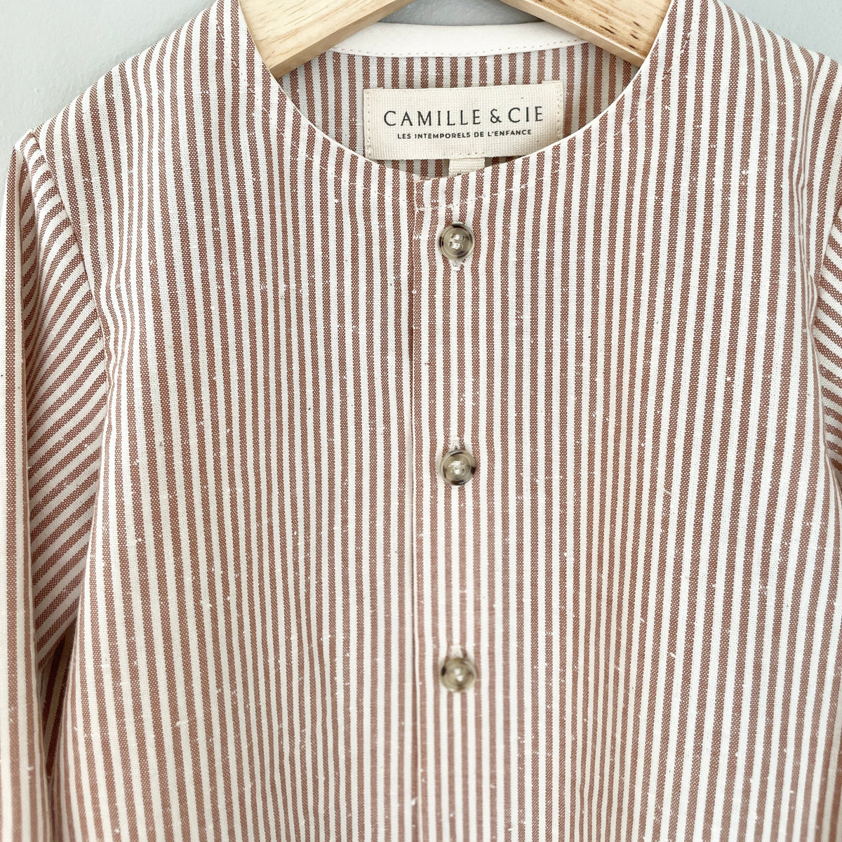 Chemise HYSOPE à fines rayures caramel