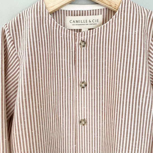 Chemise HYSOPE à fines rayures caramel