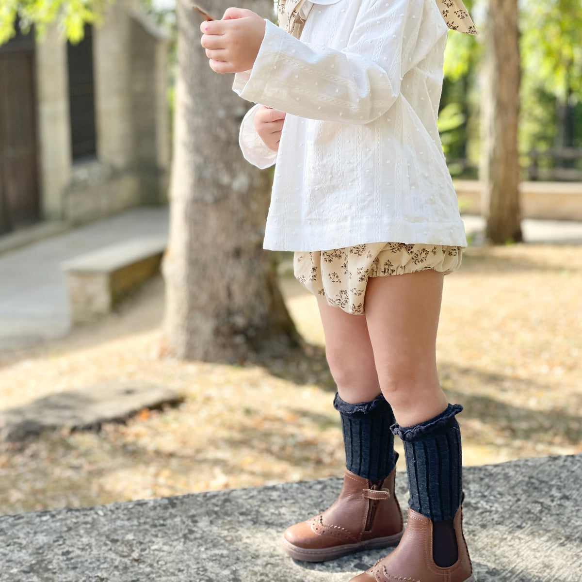 Bloomer ASTER sergé de coton beige feuillage