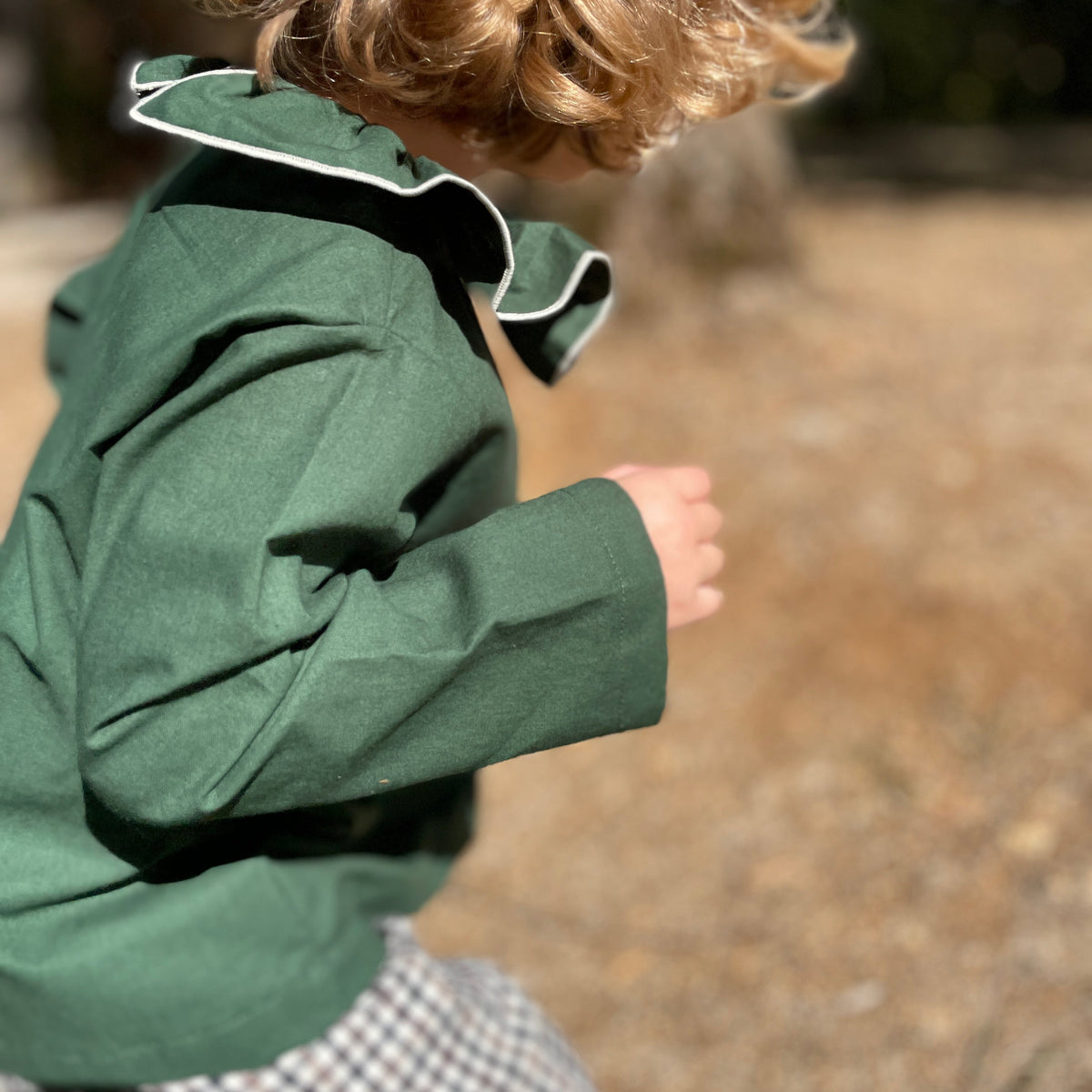 Blouse ACHILLÉE vert sapin liseré écru