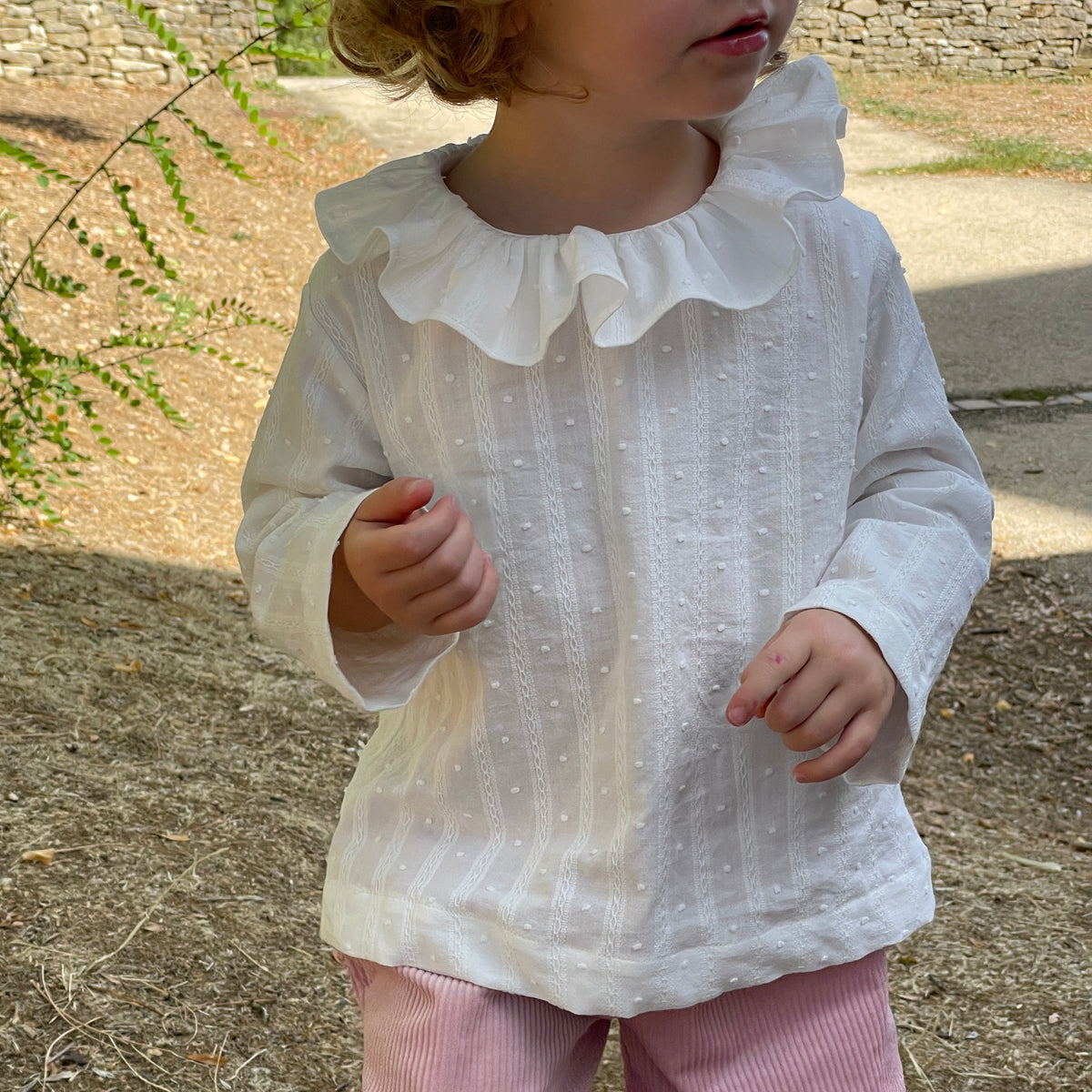 Blouse ACHILLÉE plumetis brodé écru