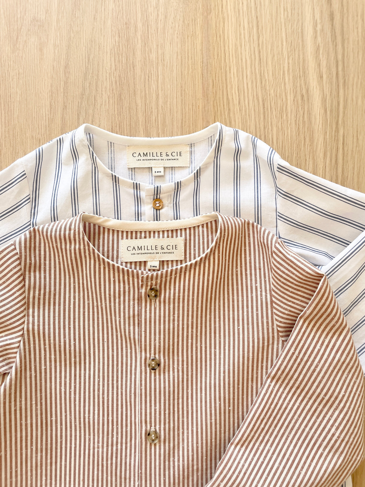 Chemise HYSOPE à fines rayures caramel