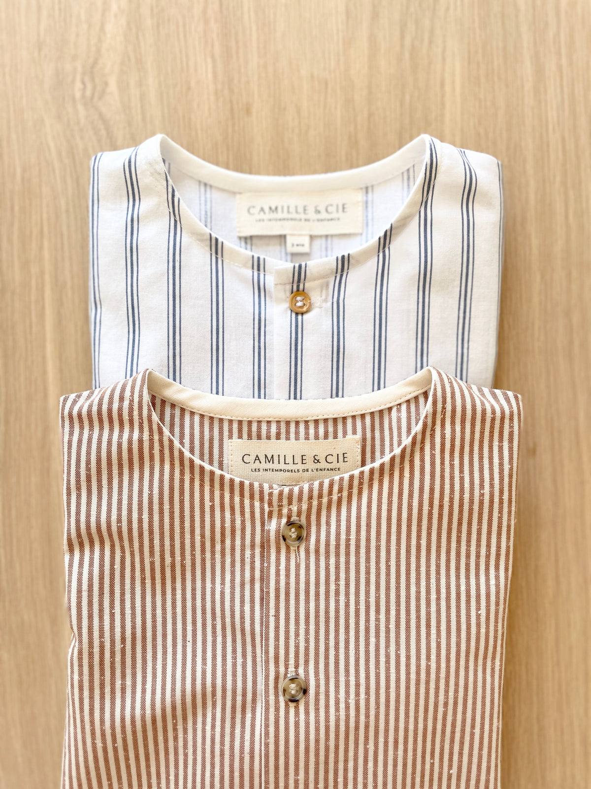 Chemise HYSOPE à fines rayures caramel
